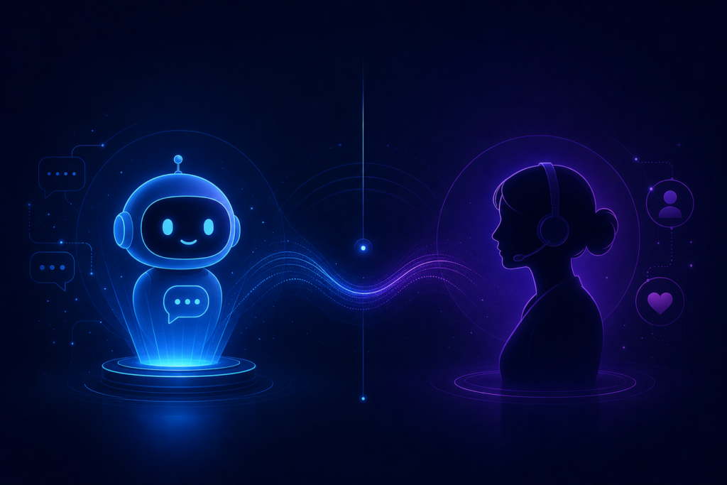 AI chatbots vs human support — hybrid customer support model